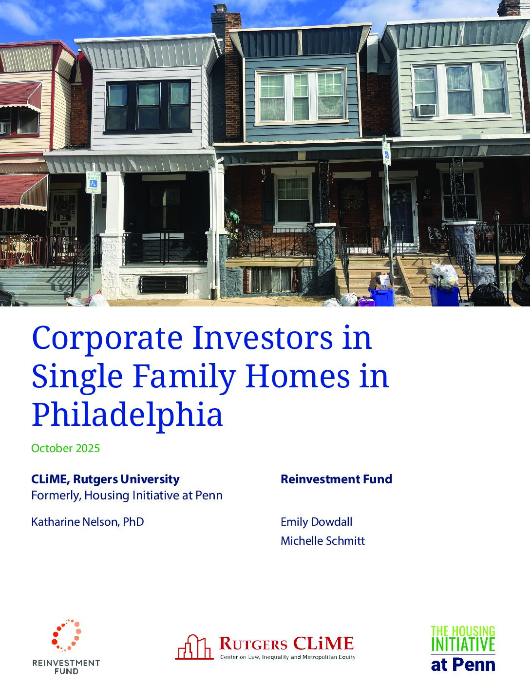 Corporate Investors in Single Family Homes in Philadelphia
